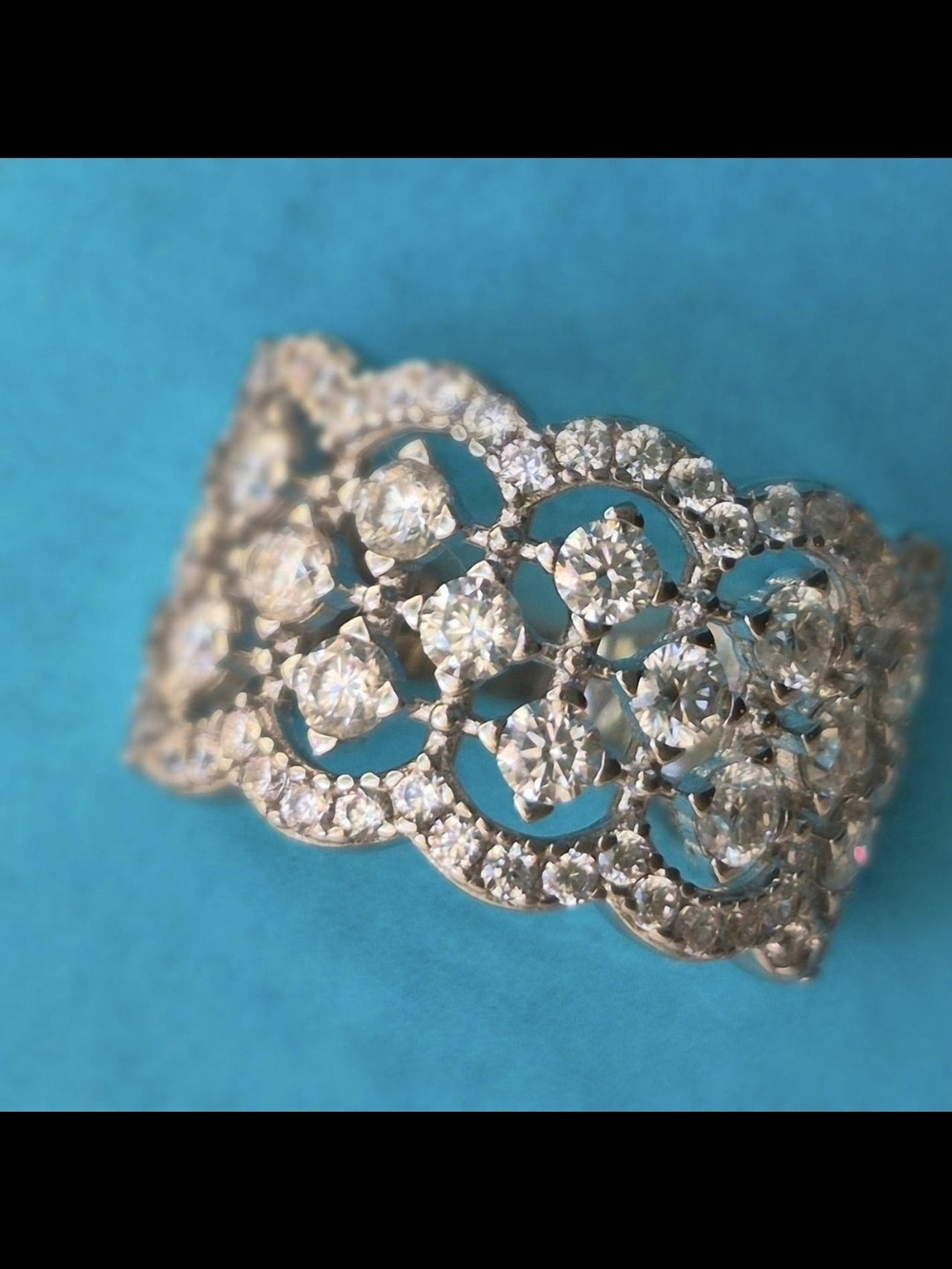 GRA Certified 2 CT* Lace Wide Band Moissanite Band Size 6 US NEW